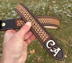 Classic Basket Weave Belt - Dark Brown