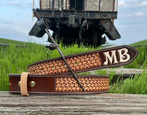 Classic Basket Weave Belt - Dark Brown