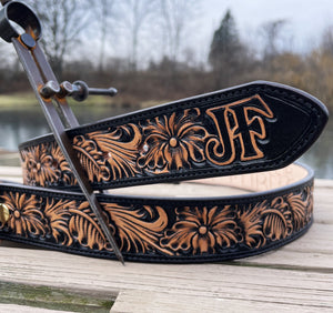 "Musk" Black Floral Handmade Belt