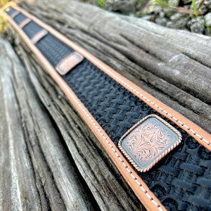 Classic Basket Weave Black Belt w/ Conchos