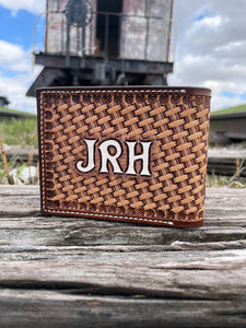 Custom Floral/ Classic Basket Weave Wallet