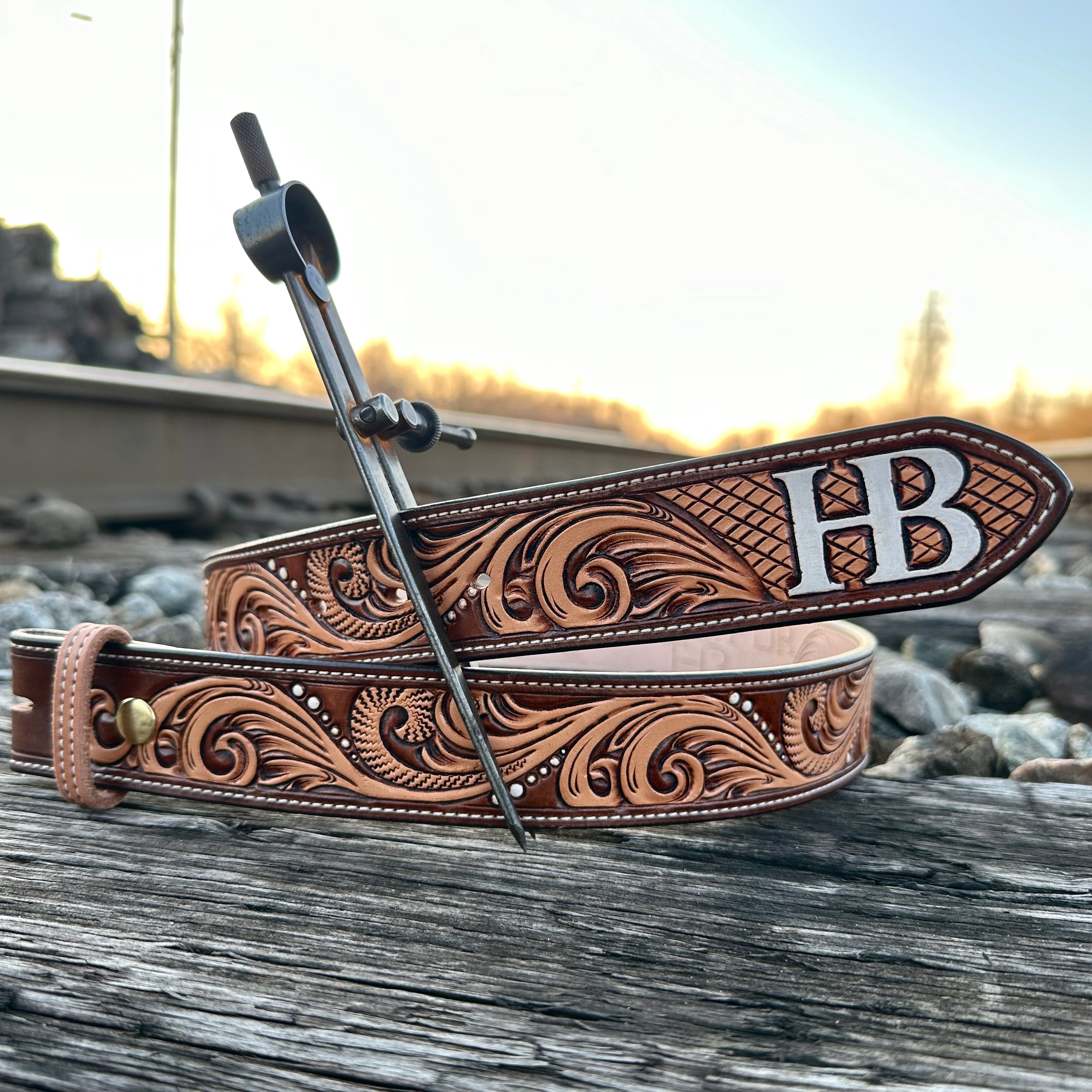 "Ocean" Floral Leaf Handmade Belt