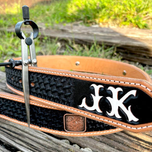 Classic Basket Weave Black Belt w/ Conchos